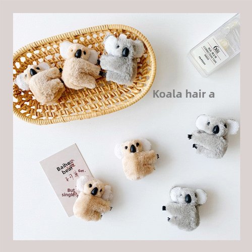Handmade Plush Koala Hair Clip Cute Animal Side Bangs Grip for Women
