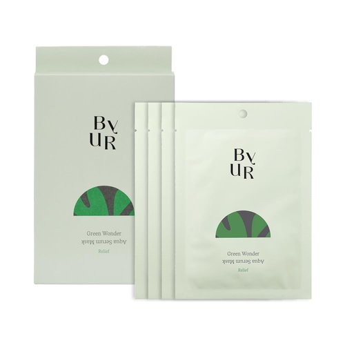 ByUR Green Wonder Aqua Serum Mask - Soothing Oil Control & Gentle Exfoliation for Sensitive Skin | 4-Pack