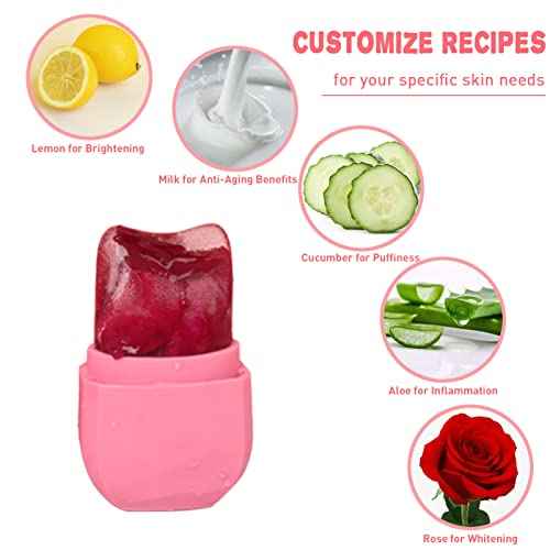 Ice Roller and Gua Sha Set for Face, Eyes and Neck - Skin Care Beauty Tools to Brighten Skin and Enhance Natural Glow (Pink)