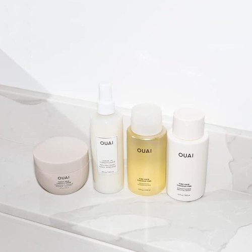 OUAI Fine Hair Shampoo & Conditioner Set, Travel Size - Volumizing Shampoo & Conditioner - With Strengthening Keratin, Biotin & Chia Seed Oil - Sulfate, Paraben & Phthalate Free (3 Oz)