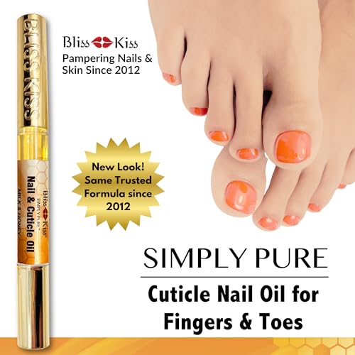 Bliss Kiss | 1 Candy Cane Fragrance | Nail Oil Cuticle Pen w/Vitamin E & Jojoba⏤Nail Strengthener Nail Growth Serum for Brittle Peeling Breaking Thin Nails