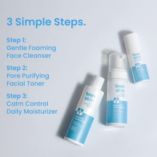 Teen Skin Care Kit 3-Step | Acne Face Wash Skin Care Regimen | Teen Skin Face Wash, Toner, & Moisturizer | Perfect for Teens Preteens & Kids Looking to Prevent Acne | 3 Pc Kit by Natural Outcome