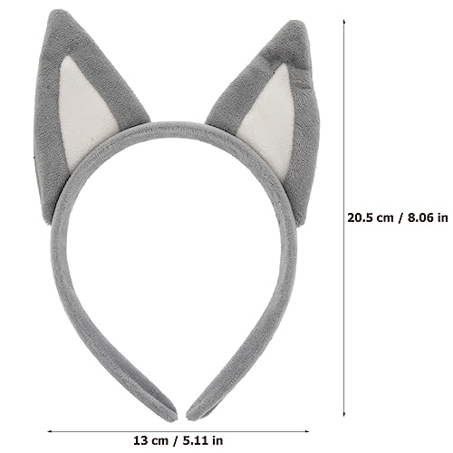 Dog Ears Headband Halloween Animal Cosplay Costumes Dress-up Headpiece Wolf Headwear for Women Grey