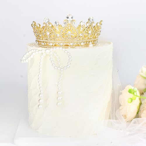 BAHABY Gold Crown Cake Topper for Wedding Birthday Baby Shower Party Favors