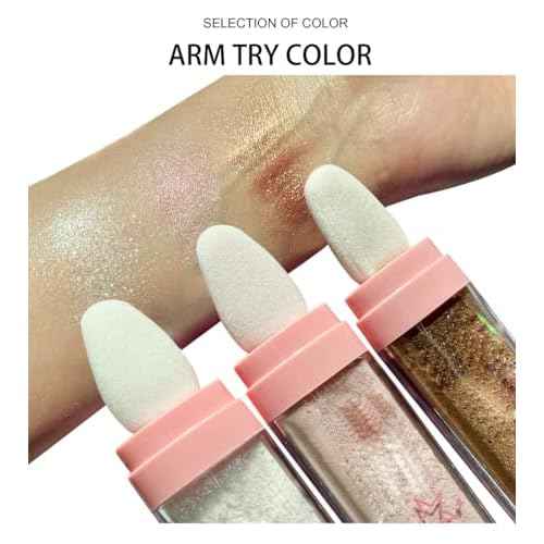 Glitter Powder Highlighter Makeup, Body Brightens the Natural Three-dimensional Face Blusher Patting Powder Highlighter. (01# White moonbeam)