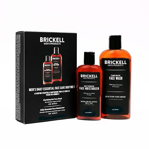 Brickell Men's Daily Essential Face Care Routine - Gel Facial Cleanser & Moisturizer Set | Natural & Organic Skincare Gift