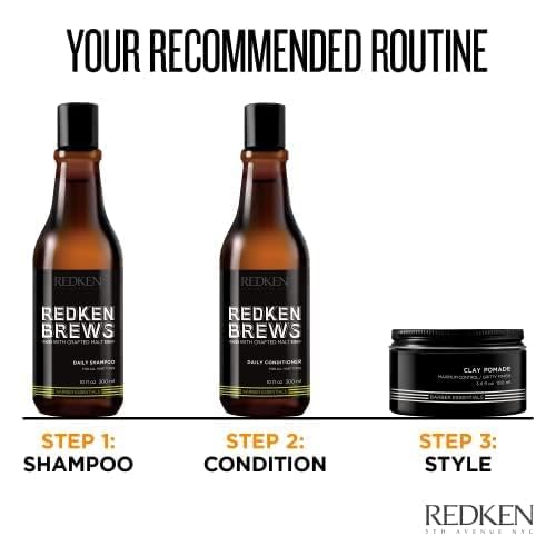 Redken Brews Clay Pomade For Men - High Hold & Matte Finish for Volumizing Fine to Medium Hair