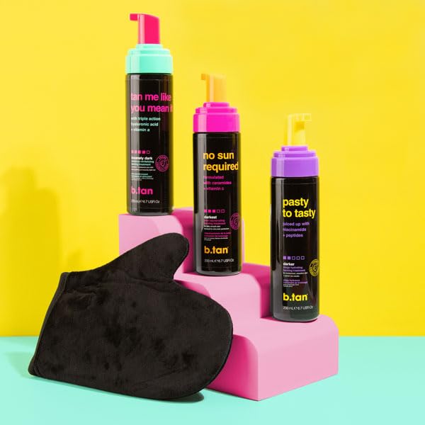 b.tan Dark Self Tanner | Tan Me Like You Mean It - Fast, 1 Hour Express Sunless Tanner Mousse, No Gimmicks, No Fake Tan Smell, No Added Nasties, Vegan, Cruelty & Paraben Free, 6.7 Fl Oz