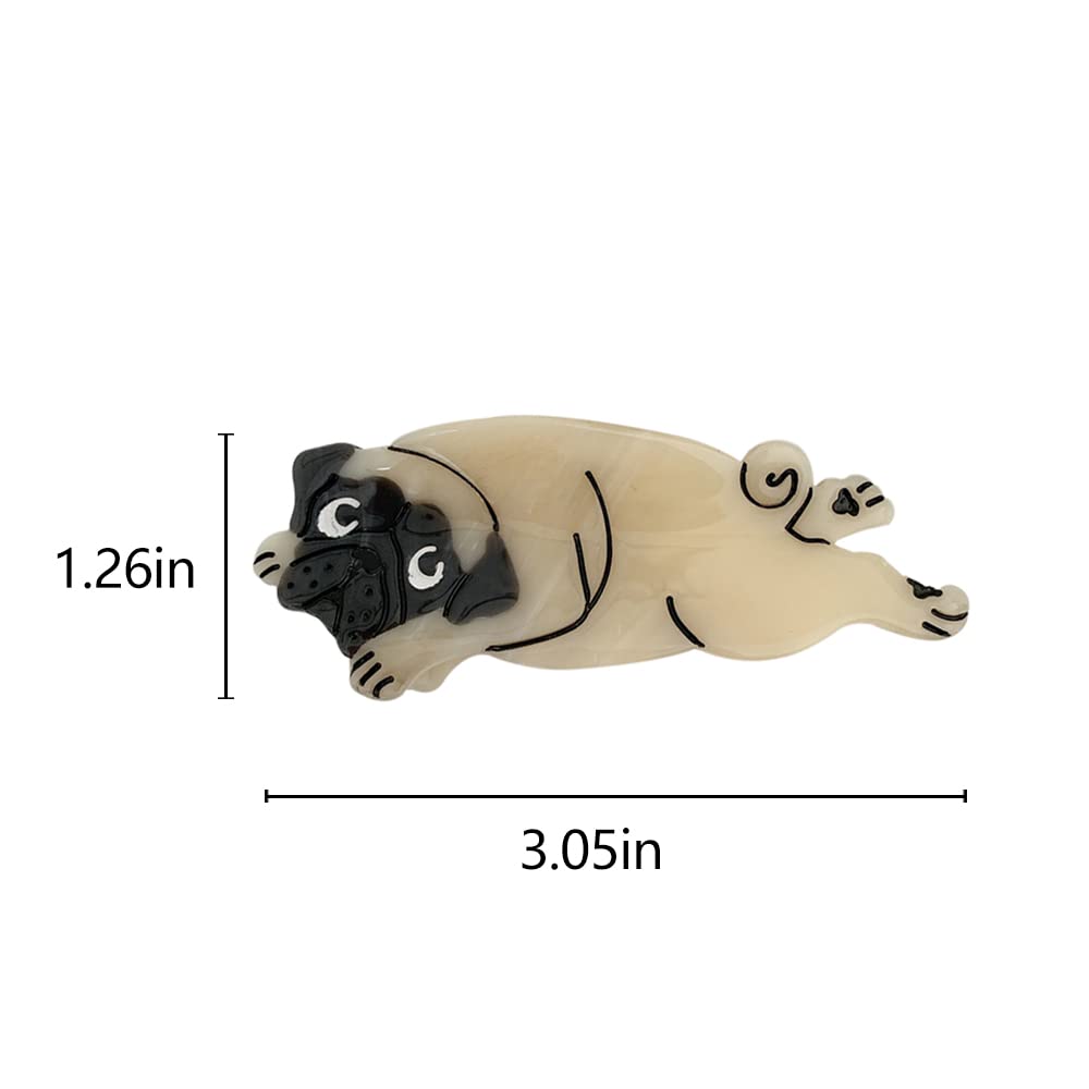 Pug Dog Hair Clips,Small Claw Clips for Girls,Acetate Hair Clips for Women,S5