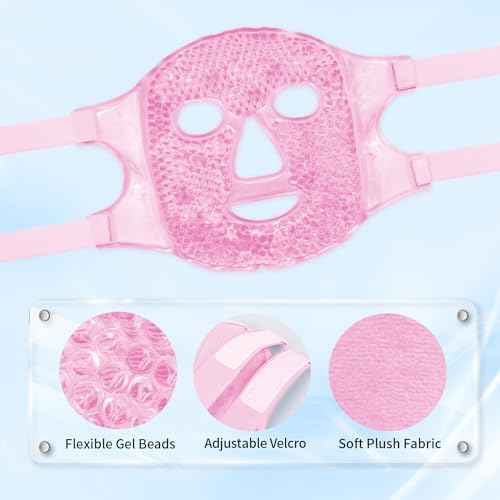 Cold Face Eye Masks Ice Face Mask Hot Cold Compress for Dark Circles, Puffiness, Migraines, Headache, Stress, Redness, Cooling Face Masks for Women Man, Skin Care