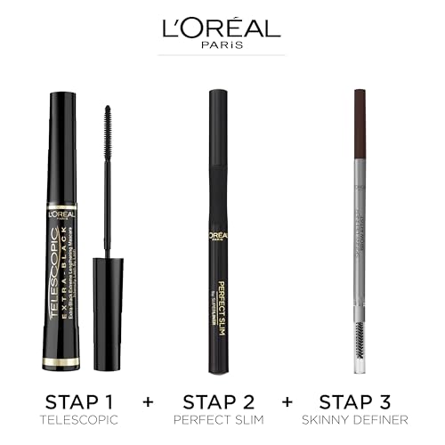 L'Oreal Paris Telescopic Mascara, Black [905] 0.27 oz (Pack of 3)