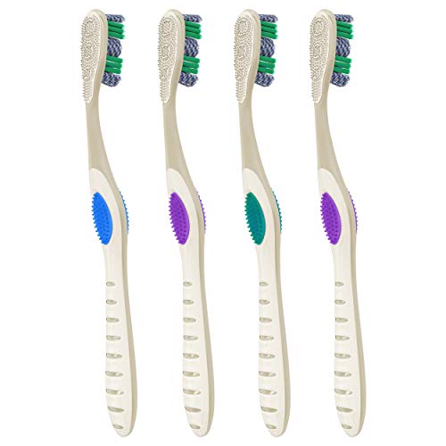 Colgate 360 Optic White Whitening Toothbrush, Adult Soft Toothbrush with Whitening Cups, Helps Whiten Teeth and Removes Odor Causing Bacteria, 4 Pack