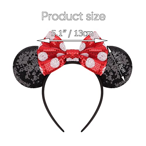 DRESHOW Mouse Ears Bow Headbands Glitter Party Decoration Cosplay Costume for Girls & Women