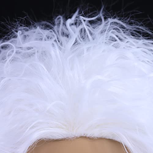 Hulaidywig Short Spiky Layered Anime Halloween Costume Cosplay Wig for Adult Men/Women + Wig Cap with Necklace (Silver)