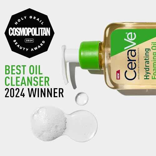 CeraVe Hydrating Foaming Oil Cleanser, Moisturizing Cleanser for Face & Body, Squalane Oil + Hyaluronic Acid + Ceramides, For Dry to Very Dry Skin, Fragrance Free & Residue Free, 8 FL Oz