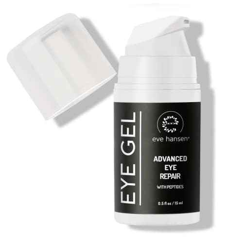 Eve Hansen Anti-Aging Eye Gel with Peptides | Under-Eye Cream With Plant Stem Cells, Hyaluronic Acid, Vitamin E | Cruelty-Free, Vegan, Made in USA .5 oz