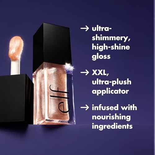 e.l.f. Glow Reviver Lip Oil, Nourishing and Hydrating with High-Shine Glimmer Finish & Sheer Wash Of Color, Minty Scent, Non-Sticky, Vegan & Cruelty-free, Candy Coded