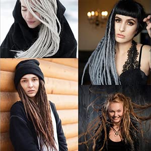 18 Inch Synthetic Double Dreadlock Extensions Reggae Hip-hop Style Extensions for Rock&Roll Hippie Dread Braids Hair (18"strands of 20, 27/613#)