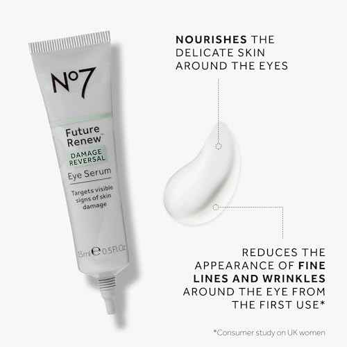 No7 Future Renew Damage Reversal Eye Serum - Nourishing Under Eye Serum for Sun Damaged Skin Repair, Fine Lines & Wrinkles, and Uneven Texture - Suitable for Sensitive Skin (0.5 Fl Oz)