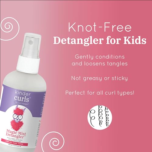 Curl Keeper Magic Mist Detangler Spray - Water-Based Leave-In Conditioner for Kids' Curly Hair, 3.4 Fl Oz