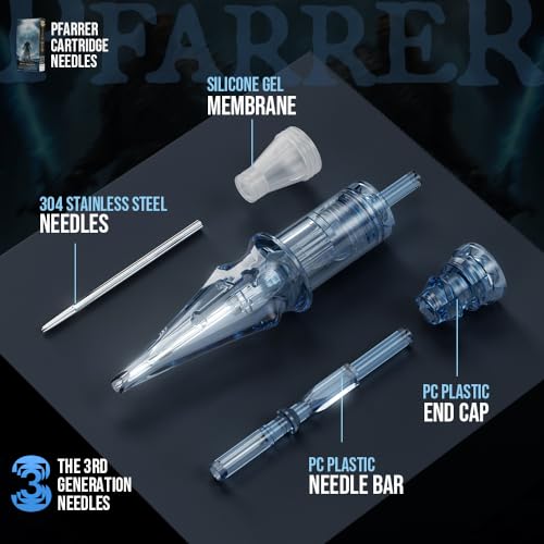 PFARRER Tattoo Needles Cartridge #12 Standard 5 Round Liner X-Taper 20PCS with Membrane Professional Disposable EN01P-20-1205RL