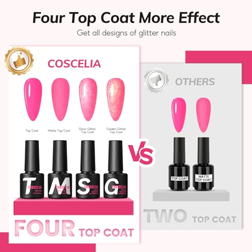 COSCELIA 40pcs Gel Nail Polish Set, 35 Colors Gel Polish with 5 Top Base Coat Red Nude Pink Glitter All Seasons Colors Nail Art Manicure Kit Salon DIY at Home Gifts for Women