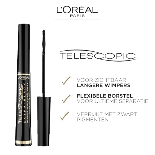 L'Oreal Paris Telescopic Mascara, Black [905] 0.27 oz (Pack of 3)