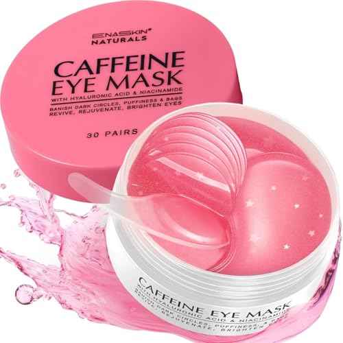 Under Eye Patches for Puffiness and Dark Circles: Caffeine Gel Masks for Undereye Wrinkles Bags - Instant Moisturizing Brightening Skincare Pads - Gift for Women Mom Wife - 30 Pairs (Rose)