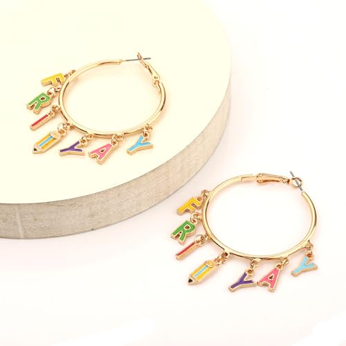 Teacher Earrings for Women Enamel Pencil Hoop Earrings Teacher School Accessories Teacher Appreciation Gifts Back To School Jewelry Party Favor (Teacher E)