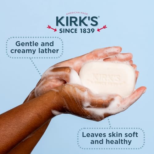 Kirk's Castile Bar Soap for Men, Women & Children - Made with Premium Coconut Oil, Sensitive Skin Formula, Vegan, Non GMO, Original Fresh Scent, 4 oz. Bars, 48 Pack