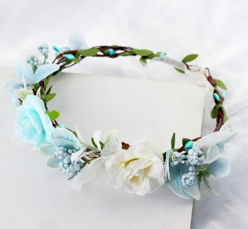 LLinfflr Fairy Floral Crown Woodland Headband Elf Flower Headpiece Forest Elven Circlet for Women Girls Bridal Wedding Prom Halloween Cosplay Photo Lavender