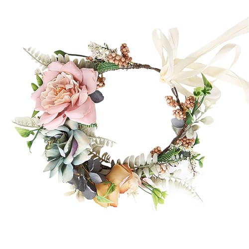 Vivivalue Fairy Flower Crown Woodland Headband Forest Elf Headpiece for Renaissance Halloween Cosplay Wedding Bridal Shower Maternity Shoot