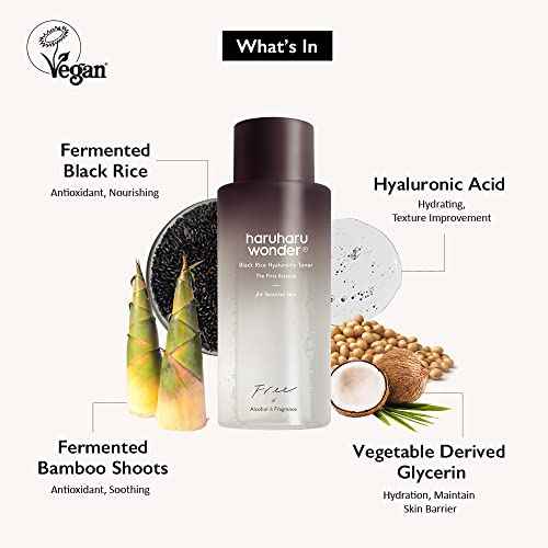haruharu Wonder Black Rice Hyaluronic Toner for Sensitive Skin 5.1 fl.oz, Alcohol Free, Fragrance Free, Deep Hydration, Glass Skin, Korean Skincare, Vegan, Cruelty-Free