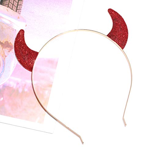 FAERLIIRY Halloween Headband Glitter Devil Horns Headband Cat Ears Devil Demon Headband Red Devil Costume Cosplay Accessories for Woman