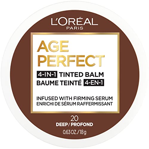 L'Oreal Paris Age Perfect 4-in-1 Tinted Face Balm Foundation with Firming Serum, Deep 20, 0.61 Ounce