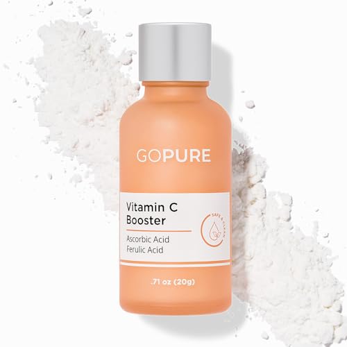 goPure Vitamin C Booster - Stable Vitamin C Powder for Glowing Skin, Face Antioxidant with Ferulic Acid and Ascorbic Acid, Active Skin Repair for a Brighter-Looking Complexion, Cruelty-Free - .71 oz