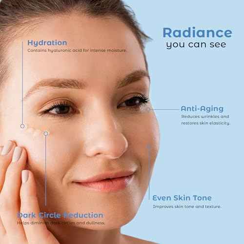 New Brightening Eye Gel With Hyaluronic Acid, Vitamin C & E, Peptides For Dark Circles Puffiness, Wrinkles, Fine Lines, Crows Feet, Dark Spots For A More Radiant Appearance 0.5 FL OZ (15 ML)