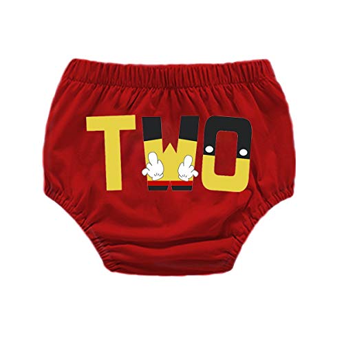 HIHCBF Baby Boys 2nd Birthday Party Outfits Cake Smash Photo Shoot Costume Cartoon Bloomers Suspenders Bow Tie Headband Red