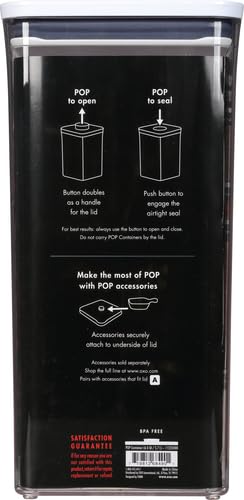 OXO Good Grips POP Container - Airtight Food Storage - Small Square Tall 2.3 Qt Ideal for spaghetti, linguini and lasagna