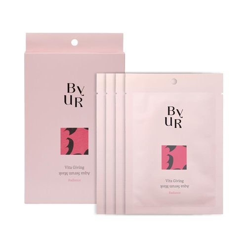 ByUR Vita Aqua Serum Mask - Brightening & Hydrating for Dark Spots, Hyaluronic Acid & Vitamin C | 4-Pack