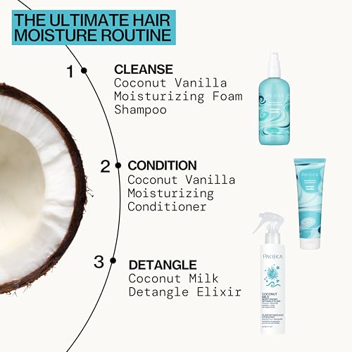 Pacifica Coconut Milk Hair Detangler Spray – Leave-In Conditioning Elixir for Tangle-Free Hair – Instantly Detangles Knots, Adds Shine & Moisture, Prevents Breakage & Frizz – Vegan & Cruelty-Free
