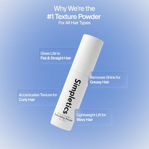 Simpletics Texturizing Powder - All Natural, 4 Ingredient Nourishing Formula with Rice Starch - Chemical Free - Gives Volumized, Texturized, Matte Finish to Men & Women