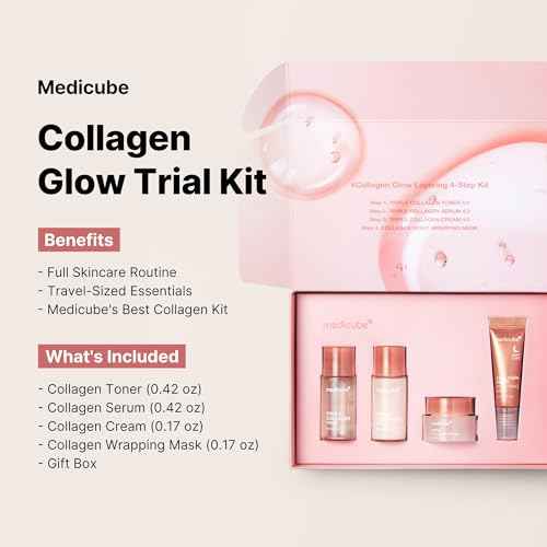 medicube Glass Skin Collagen Trial Kit | Korean Skincare Set and Kit | Gifts for women | 4-Step Skincare Set for glowy skin | Travel Size