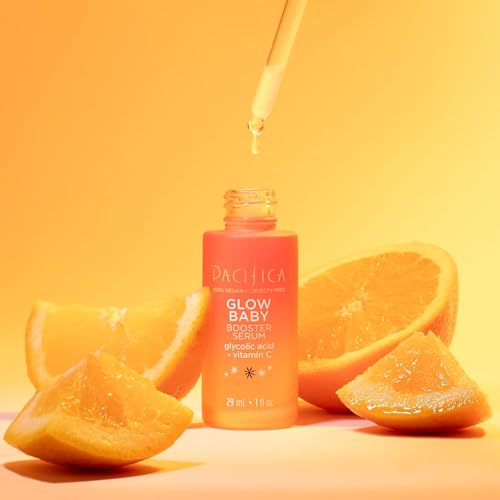 Pacifica Vitamin C Face Serum - Glow Baby Booster Facial Serum - Glycolic Acid Serum For Face - Dark Spot Corrector Anti Aging Brightening - Dermatologist Tested, Fragrance Free, Clean Skin Care Vegan