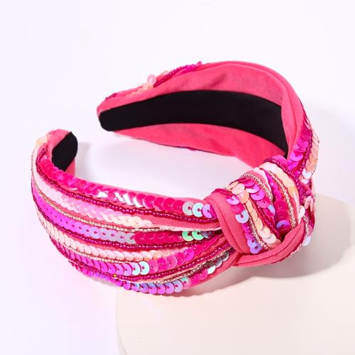 Game Day Knotted Headband Sequin Beaded Football Headband Game Day Sports Wide Top Knot Head Band Hair Accessories Gift