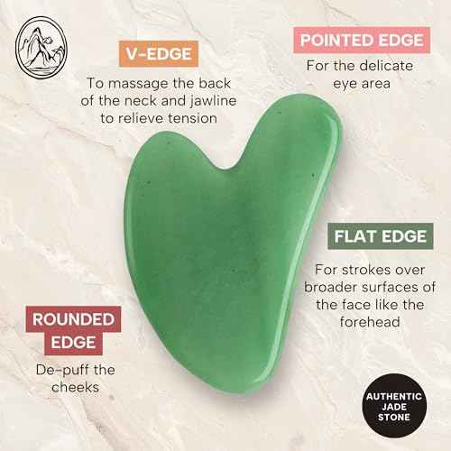 Mount Lai Jade Gua Sha Facial Tool ? The Stone of Eternal Youth ? 100% Genuine Jade Stone Face Sculpting Tool for Lymphatic Drainage, Puffiness Reduction & Timeless Radiance
