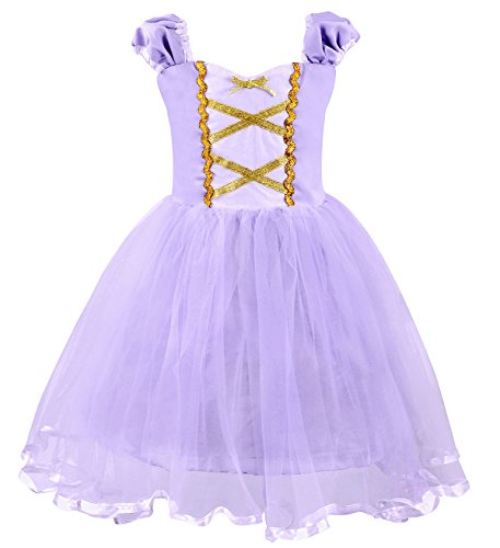 COTRIO Rapunzel Dress Toddler Baby Girls Princess Dresses Birthday Party Fancy Dress Halloween Costume Outfit 5t Purple