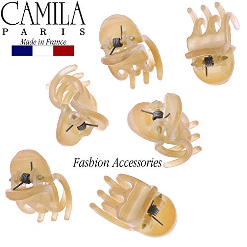 Camila Paris CP3084 French Hair Clip for Women, Set of 6 Extra Small Beige Girls Hair Claw Clip Jaw Fashion Durable Styling Hair Accessories for Women, Ladies Strong Hold Grip Clamp, Made in France