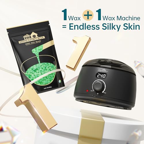 Lifestance Hard Wax Beans Hair Removal Kit, 1lb Large Refill Stripless Waxing Beans for Women Men Waxing Depilatory Violet Pearl Wax Beads