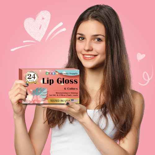 AZEN 24 Pack Lip Gloss Set, Color Lip Oil for Dry Cracked Lips Moisturizing Hydrating Nourishing with Vitamin E